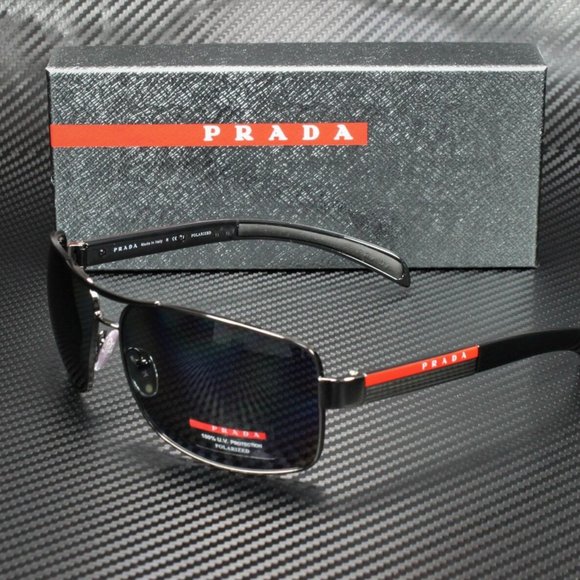 Prada Men's Gunmetal Grey Polarized Sunglasses - Picture 1 of 4